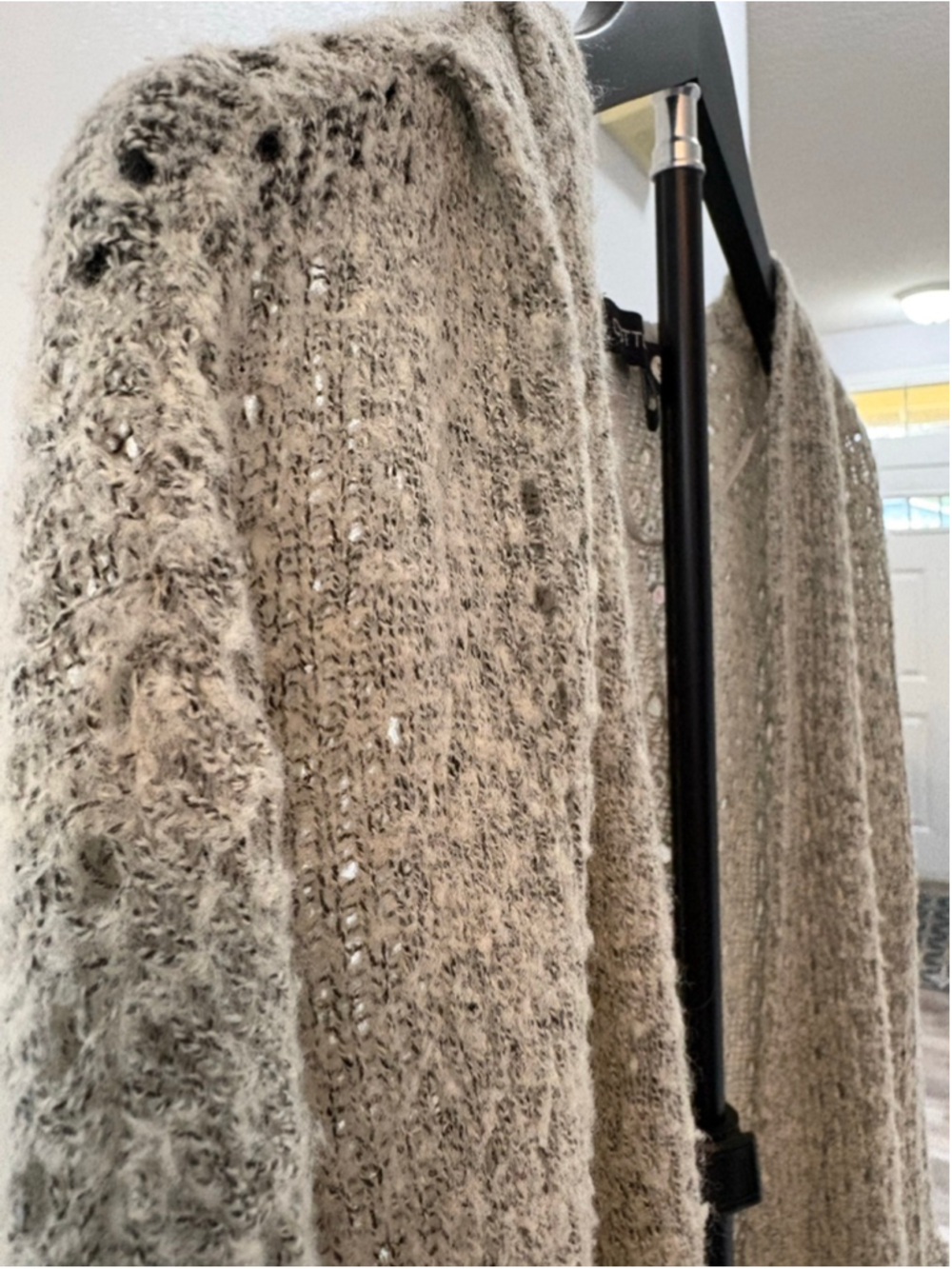 Cotton On Open Knit Cocoon Cardigan Sweater Grey/Beige Boho Size S - Picture 5 of 13